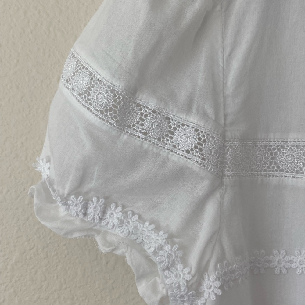 J.Crew Women’s Daisy Chain White Peplum Short Puff Sleeve Top Size Medium - Picture 10 of 14
